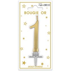 goldmetallische Kerze mit der Zahl 1