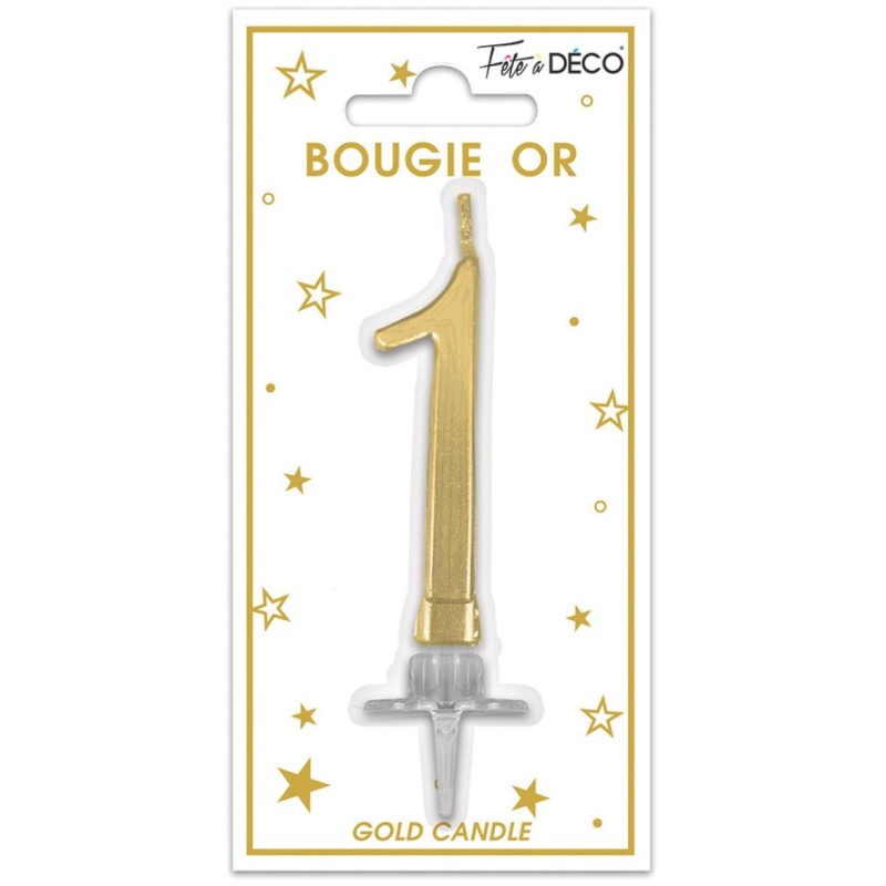 Bougie chiffre 1 métalique or Bougie chiffre 1 métalique or