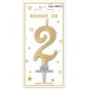Bougie chiffre 2 métalique or Bougie chiffre 2 métalique or
