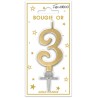 Bougie chiffre 3 métalique or Bougie chiffre 3 métalique or