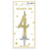 Bougie chiffre 4 métalique or