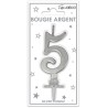 Bougie chiffre 5 métalique argent Bougie chiffre 5 métalique argent