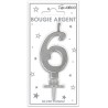 Bougie chiffre 6 métalique argent Bougie chiffre 6 métalique argent