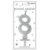 Bougie chiffre 8 métalique argent