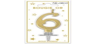 Candela numero 6 metallizzata oro