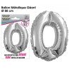 Riesen-Metallic-Ballon Silber, 88cm Zahl 0