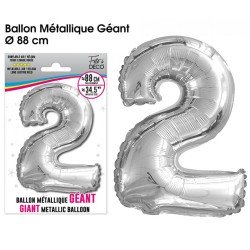 Palloncino gigante numero 2 argento metallizzato
