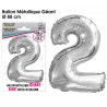 Palloncino gigante numero 2 argento metallizzato Palloncino gigante numero 2 argento metallizzato