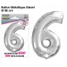 Ballon géant métallique Argent Chiffre 6 Ballon géant métallique Argent Chiffre 6