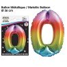 Ballon Métallique Multicolore 36cm chiffre 0