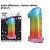 Ballon Métallique Multicolore 36cm chiffre 1