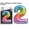 Palloncino metallizzato multicolore 36cm numero 2 Palloncino metallizzato multicolore 36cm numero 2