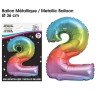 Palloncino metallizzato multicolore 36cm numero 2