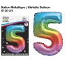 Palloncino metallizzato multicolore 36cm numero 5 Palloncino metallizzato multicolore 36cm numero 5