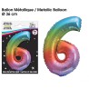 Ballon Métallique Multicolore 36cm chiffre 6 Ballon Métallique Multicolore 36cm chiffre 6