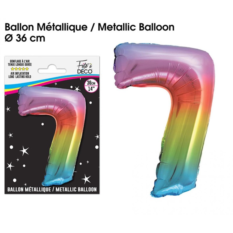 Ballon Métallique Multicolore 36cm chiffre 7 Ballon Métallique Multicolore 36cm chiffre 7