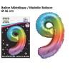 Ballon Métallique Multicolore 36cm chiffre 9 Ballon Métallique Multicolore 36cm chiffre 9