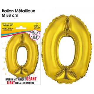 Palloncino gigante color oro metallizzato, 88 cm, numero 0