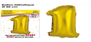 Riesiger Metallic-Goldballon, 88 cm, Nummer 1