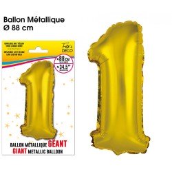 Riesiger Metallic-Goldballon, 88 cm, Nummer 1