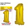 Ballon Géant Métallique Or, 88cm chiffre 1 Ballon Géant Métallique Or, 88cm chiffre 1