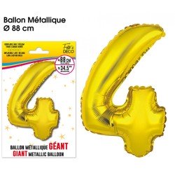 Palloncino gigante color oro metallizzato, 88 cm, numero 4