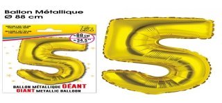 Palloncino gigante color oro metallizzato, 88 cm, numero 5