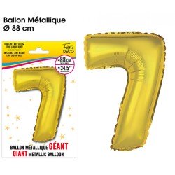 Palloncino gigante color oro metallizzato, 88 cm, numero 7