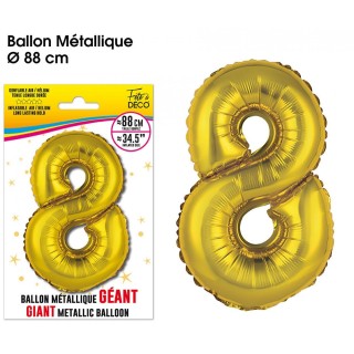 Riesiger Metallic-Goldballon, 88 cm, Nummer 8