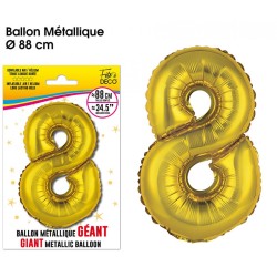 Riesiger Metallic-Goldballon, 88 cm, Nummer 8