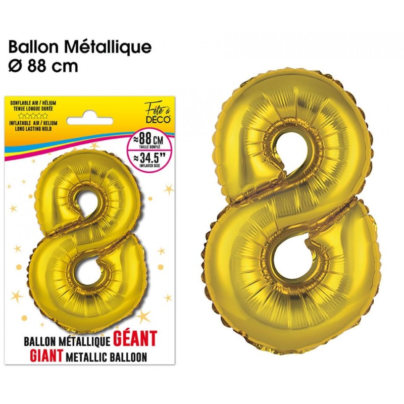 Riesiger Metallic-Goldballon, 88 cm, Nummer 8