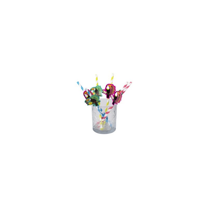 Set 6 Pailles en papier Toucan, 20cm Set 6 Pailles en papier Toucan, 20cm