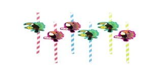 Set di 6 cannucce di carta a forma di tucano, 20 cm