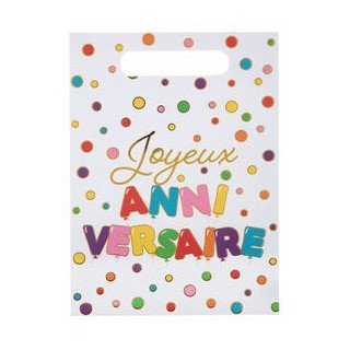 10 Sacs anniversaire en papier 16.5x23cm
