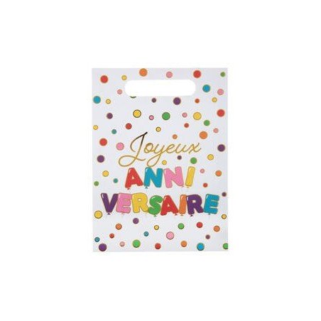 10 Sacs anniversaire en papier 16.5x23cm