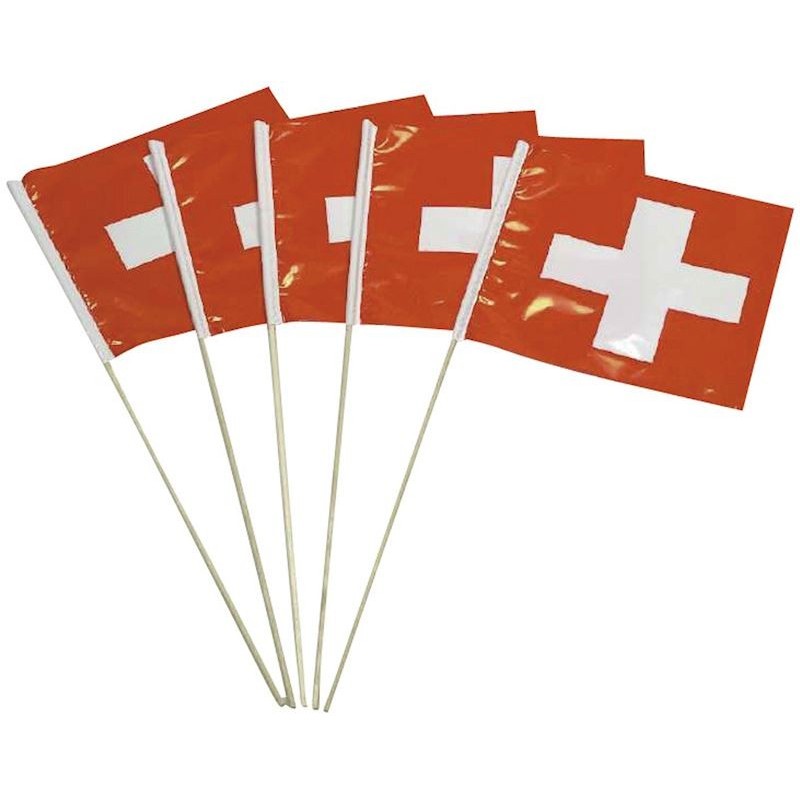 Drapeau suisse en plastique 5 pcs., 20x20 cm Drapeau suisse en plastique 5 pcs., 20x20 cm
