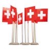 10 Petits drapeaux Suisse pour la table 15 cm