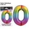 Ballon Géant Métallique multicolore, 88cm chiffre 0