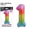 Riesiger Metallic-Ballon in mehreren Farben, 88 cm, Nummer 1