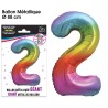 Ballon Géant Métallique multicolore, 88cm chiffre 2 Ballon Géant Métallique multicolore, 88cm chiffre 2