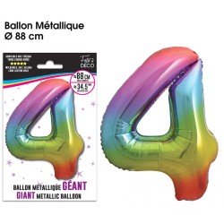 Palloncino gigante multicolore metallizzato, 88 cm, numero 4