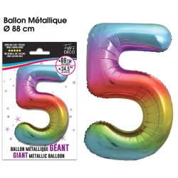 Palloncino gigante multicolore metallizzato, 88 cm, numero 5