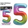 Ballon Géant Métallique multicolore, 88cm chiffre 5 Ballon Géant Métallique multicolore, 88cm chiffre 5