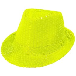 Cappello con paillettes giallo neon