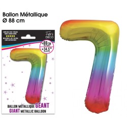 Riesiger Metallic-Ballon in mehreren Farben, 88 cm, Nummer 7