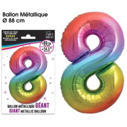 Riesiger Metallic-Ballon in mehreren Farben, 88 cm, Nummer 8
