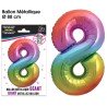 Ballon Géant Métallique Multicolore, 88cm chiffre 8