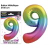 Ballon Géant Métallique Multicolore, 88cm chiffre 9 Ballon Géant Métallique Multicolore, 88cm chiffre 9