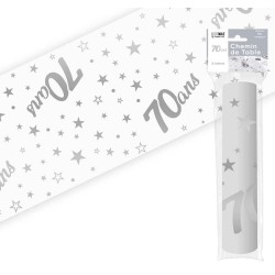 Runner da tavola "70 ans" argento 28 cm x 5 metri, organza