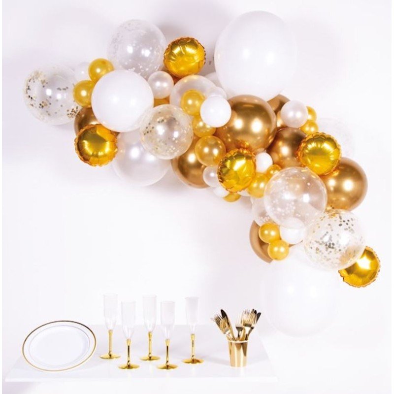 Guirlande de ballons Or blanc 66 ballons